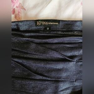 VINTAGE 'Grass Collection' Denim Blue Pleated Layered Mini SkirtSize 0